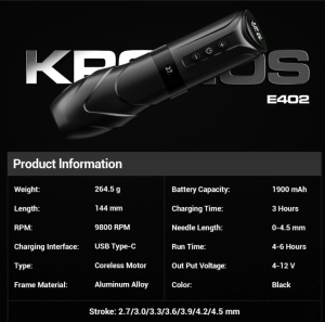 CNC KRONOS Wireless Tattoo Machine– 1900 mAh Battery